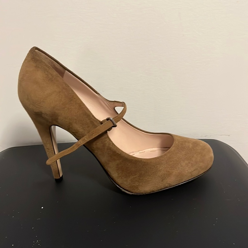 Miu Miu Tan Suede Mary-Janes